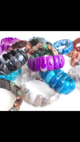 Agate Du Botswana Bracelet Reiki Healing Pink Quartz Aventurine Multicolore Rose Crystal Rectangle Bar Charms Bracelets 10*25mm