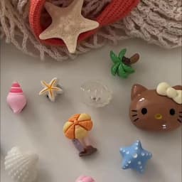 Summer Beach Ocean Theme Resin Shoe Charms Cute Hello Kitty Cat Starfish Shell Designs DIY Shoe Accessories Women Girls Gifts