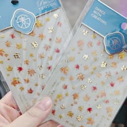 5D Embossed Jelly Maple Leaf Nail Art Sticker Gold Red Autumn Maple Leaves Nail Decals Self-Adhesive Fall Leaf Nail Art Sliders