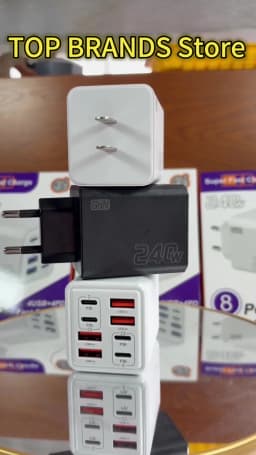 8 in 1 GaN USB C Desktop Charger 240W Fast Charge Phone Adapter Type C Cable For iPhone Samsung Xiaomi EU/US/UK Plug Charger