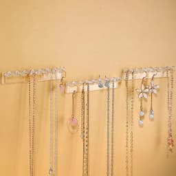 3Pack Necklace Holder, Necklace Organizer Wall Mounted with 8 Hooks, for Hanging Jewelry, Bangles, Bracelets and Rings