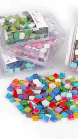 Mosaic Tiles for Crafts Blue Shine Assorted Color 50pcs Glass Glitter Mosaic Supplies Pieces Bulk Square Shape Home Decoration
