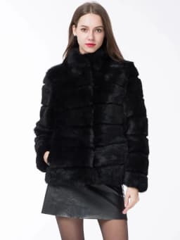 QUEENTINA  Rabbit Fur Coat Collar Whole Full Pelt Fashion Luxury Waistcoat Natural Imitation Coats New Women's Winter Jacket
