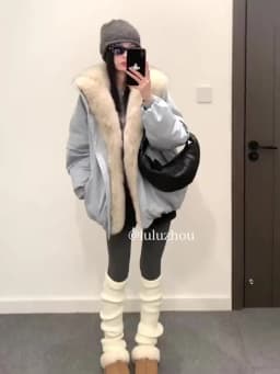 Korean Winter Removable Large Fur Collar Fashion Down Cotton Jacket Women's Long Sleeves Short Loose Thickened Pie Overcome Coat