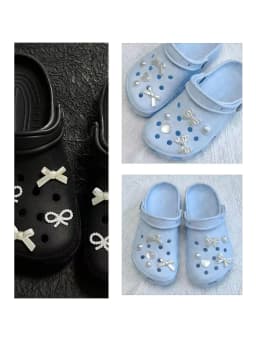 Hot sales DIY Stylish Bow Shoe Charms for Clogs Slides Sandals Garden Shoes Decorations Charm Set Accessories Kids Gifts