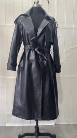 Nerazzurri Spring Black Oversized Long Waterproof Leather Trench Coat for Women 2021 Long Sleeve Loose Korean Fashion Clothing