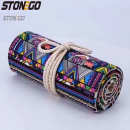 STONEGO 48/72 Holes Canvas Wrap Roll Up Pencil Pen Bag Holder Case Storage Pouch