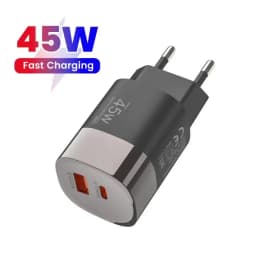 PD45W USB Type C Phone Fast Charger QC3.0 Super Fast Charging EU/UK/US Plug Adapter For IPhone15/16/17 Samsung Huawei Xiaomi