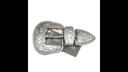 Solid Vintage Silver End Bar Pin Buckle 3 Pcs Set Diy Leathercraft Western Cowboy Flower Belt Buckle Replacement Fit 38mm