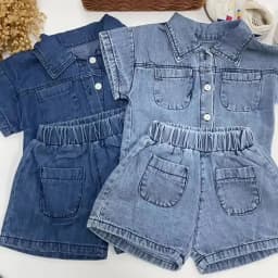 Solid Denim Suit Baby Spring Autumn Long-Sleeved Denim Shirt Jacket Trousers Two-Piece Baby Boys Girls Simple Casual 2PCS