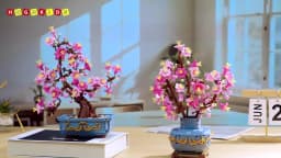 HOGOKIDS Flower Cherry Blossom Building Set 2 in 1 Bonsai Tree for Kids 8+ Artificial Botanicals Building Blocks Home Office Decor 775PCS Flowers Plants Birthday Christmas Gift for Adults Teens Girls