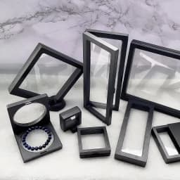 Black 3D Free Stand Suspension Floating Case Frame Membrane Display For Jewelry Storage Ring Earrings Necklace Accessories Box