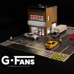 GFans 1/64 Scale Car Garage Miniatures Model Car Parking Lot Diecast Scene Display Vehicle Scene Toy Background Collection