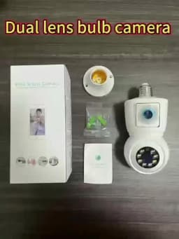 ICsee E27 6MP Bulb WiFi Camera Dual Lens Dual Screen Auto Tracking Two Way Audio Color Night Vision for Indoor Security Camera