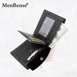 Slim Men Wallets New Short Zipper Card Holder Photo Holder Male Purse Simple Coin Pocket High Quality PU Leather Men's Wallet