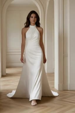 Customized Elegant Halter Mermaid Ivory Chiffon Pleat Wedding Dress for Women Sweep Train Backless Bride Gown Vestidos De Novia