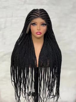 34 Inches Handmade Cornrow Braided Wigs Full Lace Synthetic Knotless Box Braiding Wig Cornrow Braids Lace Wigs African Hair Wigs