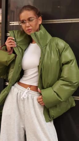 Women Solid Puffer Jacket High Stand Collar Elastic Cinched Waist Peplum Hem Zip Thick Padded Coat Warm Winter Daily Outerwear