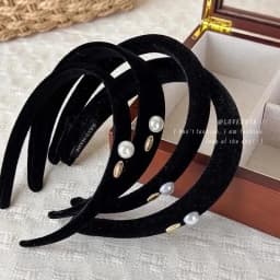 Korean Style High Sense Autumn Winter Narrow Version Gentle Texture Velvet Fine Solid Color Headband Hair Hoop Hair Accessories