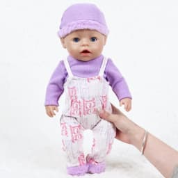 Doll Clothes Set for 18inch 45cm Rebirth Doll Purple Plush Hat Rompers Toy Baby Doll Dress Up Party Soothing Toy Girl Gift