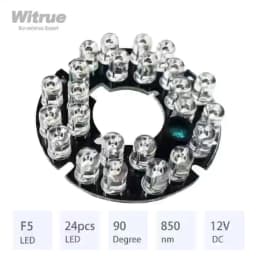 Witrue IR LED Board 24 Grain 850nm 90 Degree Diameter 44MM CCTV Accessoriesfor Surveillance Security Cameras