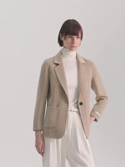 Women's Suit Collar Double-sided Cashmere Wool Coat 2024 Fall Winter Chic Ladies Single Button Loose 100% Woolen Blazer Jackets