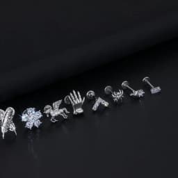 1PC 16G Steel Crystal Flower Mini Stud Earring Piercings Feather Lighting Star Helix Cartilage Tragus Lobe Ear Piercings Jewelry