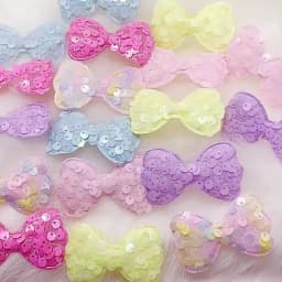42Pcs/Lot 6*3.5cm Glitter Sequin Bowknot Padded Appliques For DIY Headband Accessories And Craft Clothes Sewing Supplies