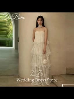 ZanBan Spaghetti Straps Soft Tulle Layered Korea Wedding Dresses Photo shoot Tiered Fairy Bridal Gowns Party Evening Customized
