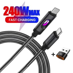 240W LED USBC To Type C To USBC Cable For iPhone 15 16 17 Series PD Fast Charging USB C Data Cord For Xiaomi OPPO Samsung