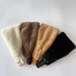 Autumn Winter Women Elastic Wide Edge Rabbit Fur Hairband Windproof Warm Hair Accessories for Protection Styling Headbands