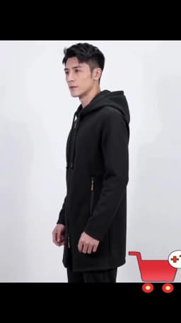 Men's Retro Zipper Jacket Mid Length Windbreaker Spring Autumn Winter Fleece Warm Jackets Fashion Casual Patchwork Yarn Coat