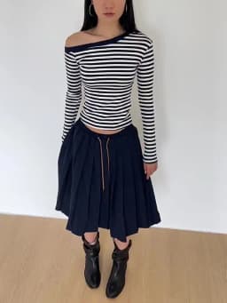Women Drawstring Pleated Batavia Midi Skirt