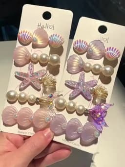 5pcs Starfish Colorful Shell Pearl Hair Clip for Women Sweet Cute Duckbill Clip Fashion Girl Hairpin Hair Accessories