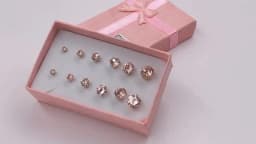 LUXUSTEEL 6Pairs/Set CZ Stud Earrings Stainless Steel Round White Cubic Zirconia Hypoallergenic 6 Claws Earring Trendy Jewelry