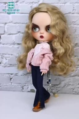 Blyth Clothes Fashion Sweater Jacket Denim Flared Pants Azone OB22 OB24 Girl Toy Gift
