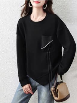 Korean Fashion Solid Color Hoodless Sweatshirt Women's Spring and Autumn New Temperament Loose Thin Niche Design Short Top