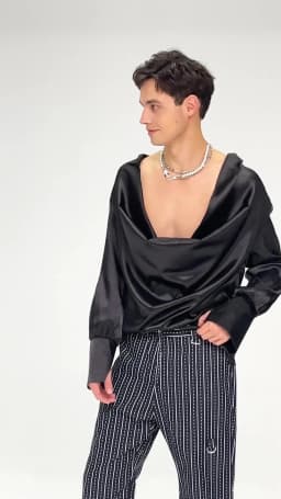 Men Shirt Solid Color V Neck Long Sleeve Satin Male Irregular Shirts Loose Streetwear 2023 Fashion Casual Camisas S-5XL INCERUN