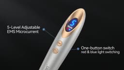 Bio Pen Bio6 Derma Stamp With 2 Roller Heads, LED Red/Blue Light, 5 EMS Levels, Microneedle Stamp 0.25 mm Needle length