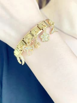 Hapiship Bracelet Daisy Animal Bowknot Crown Moon Dazzling CZ Italian Charm Links Fit 9mm Bracelet Jewelry DIY Making DJ611