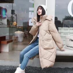 Vielleicht 2024 Snow Wear New Solid Winter Coat for Women Down Jacket Warm Casual Loose Hooded Winter Women Jacket Long Parkas