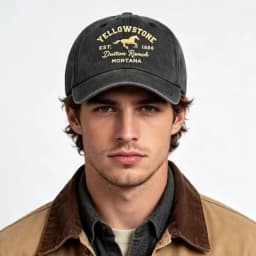 Yellowstone Horse Print Washed Baseball Cap Lightweight, Breathable, Adjustable Unisex Casual Wear & Camping Yellowstone Fan Gif