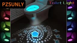 Toilet Night Light Motion Sensor Light with Star Projector 7 Color Rechargeable Decoration LED Night Lamp For Bathroom Washroom