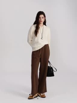 DUSHU Plus Size Women's Elastic Waist Relaxed Fit Fashion Wide Leg Casual Pants 2025 Winter New Arrival Cloud Layers Collection