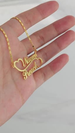 DOREMI Special Custom Name Double Heart Linked Nameplate Necklace Women Gift Jewelry Personalized Gold Double Name Necklace