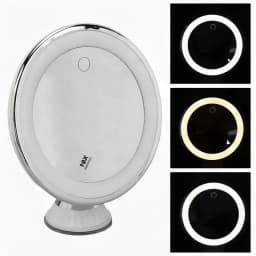Suction Cup Makeup Mirror with 3 Light Colors Alloy 22 LED Lamp Beads 10x Magnify Rotating Mirror Easy Install Battery Powered