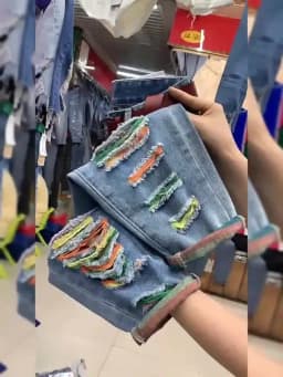 Women's Straight Cylinder Pants 2024 Spring Hole High Waisted Ladies Pants Versatile Fashion Loose Femme Denim Cropped Pants