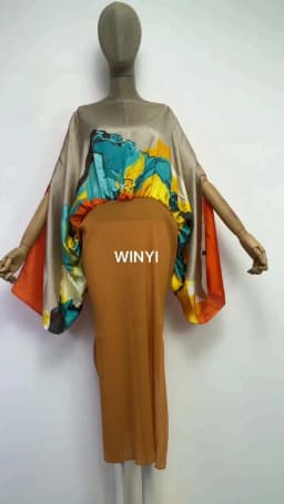 WINYI 2022 Europe Print color blocking caftan For Women Pleated Dress Design Loose Dress Maxi Long Femme Party Elegant Dress