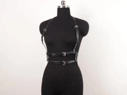 PU Women'S Chest Harness Belt, Punk Style PU Corset Belt, Black Harness Belt, Gothic Style PU Belt