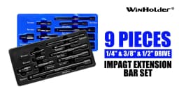 Winholder 9PCS Impact Extension Bar Set 1/2" 3/8" 1/4" Drive Long Reach Extension Bar Set Workshop Tool